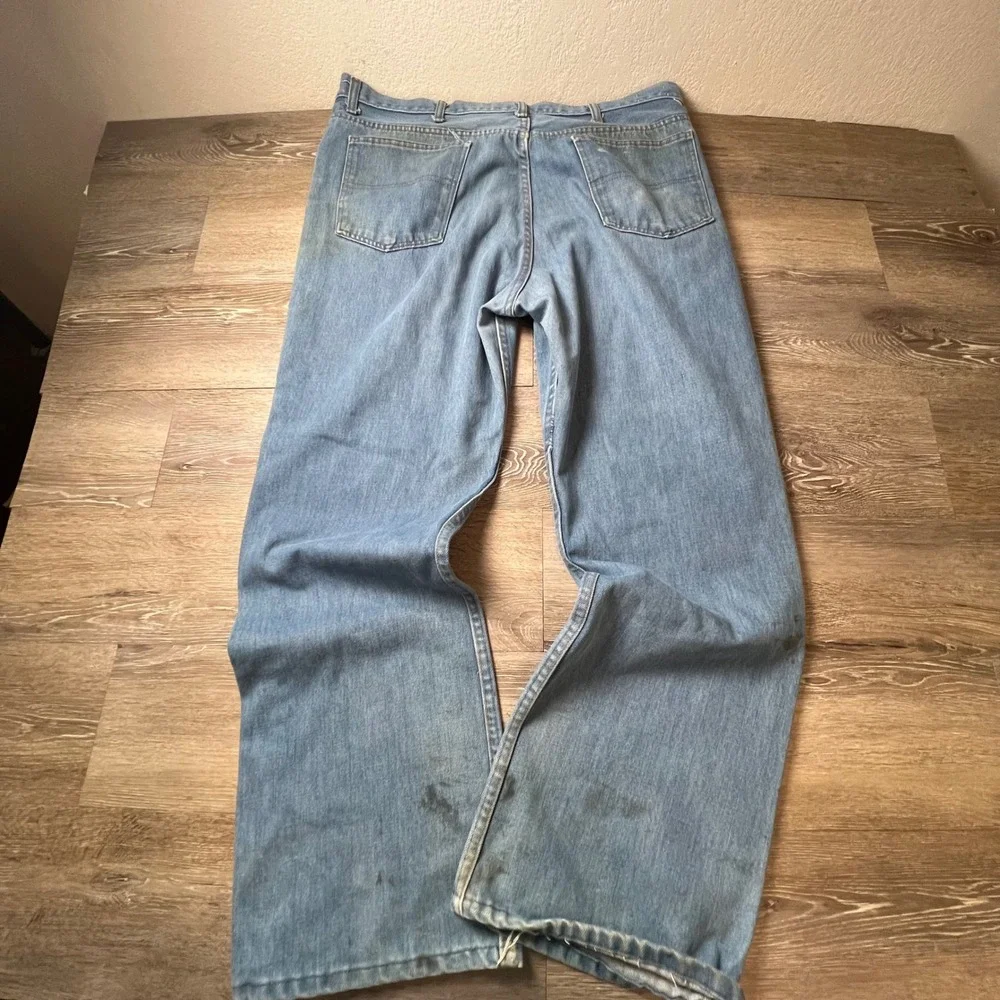 Lee Vintage Jeans Mens 37x30 Blue Light Wash Talon 42 Zip Distressed Workwear